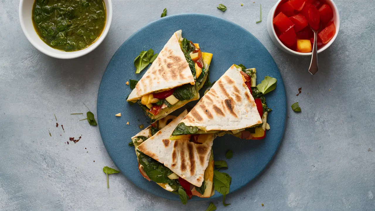 Spinach, Bean, and Cheese Breakfast Quesadilla