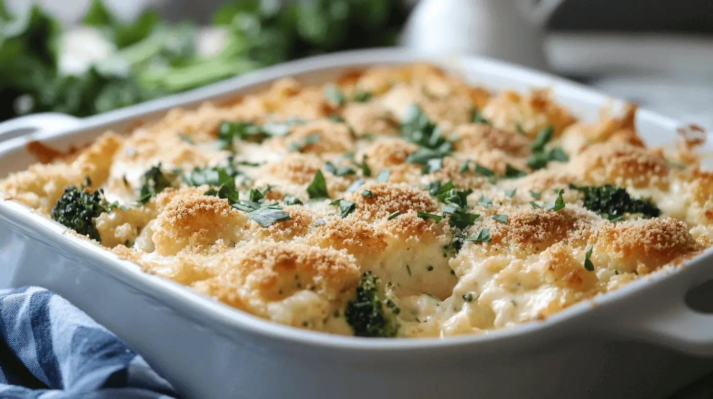 Cheesy broccoli cauliflower casserole