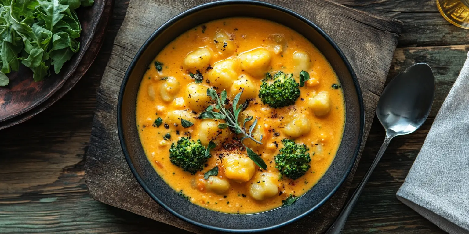 Broccoli Cheddar Gnocchi Soup