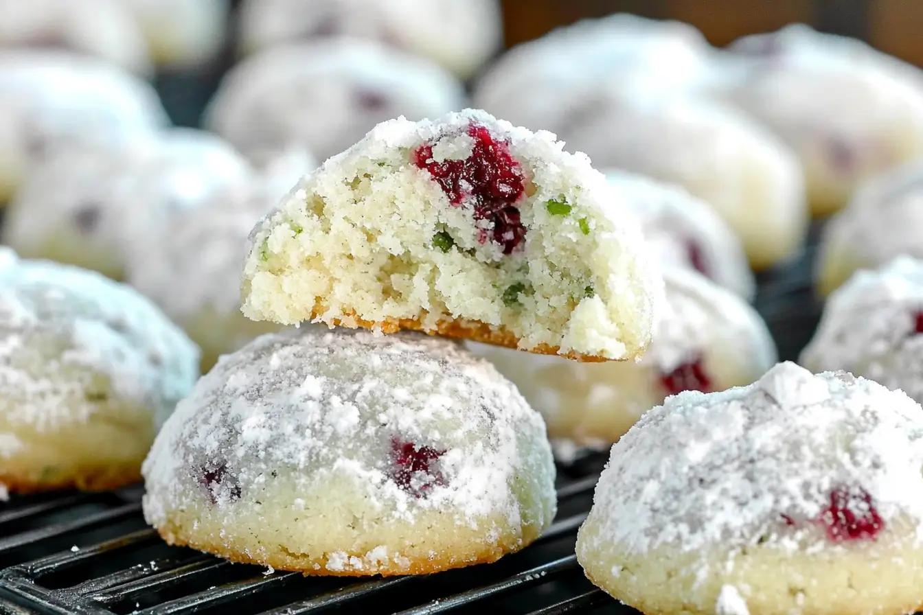 Cranberry Lime Snowball Cookies