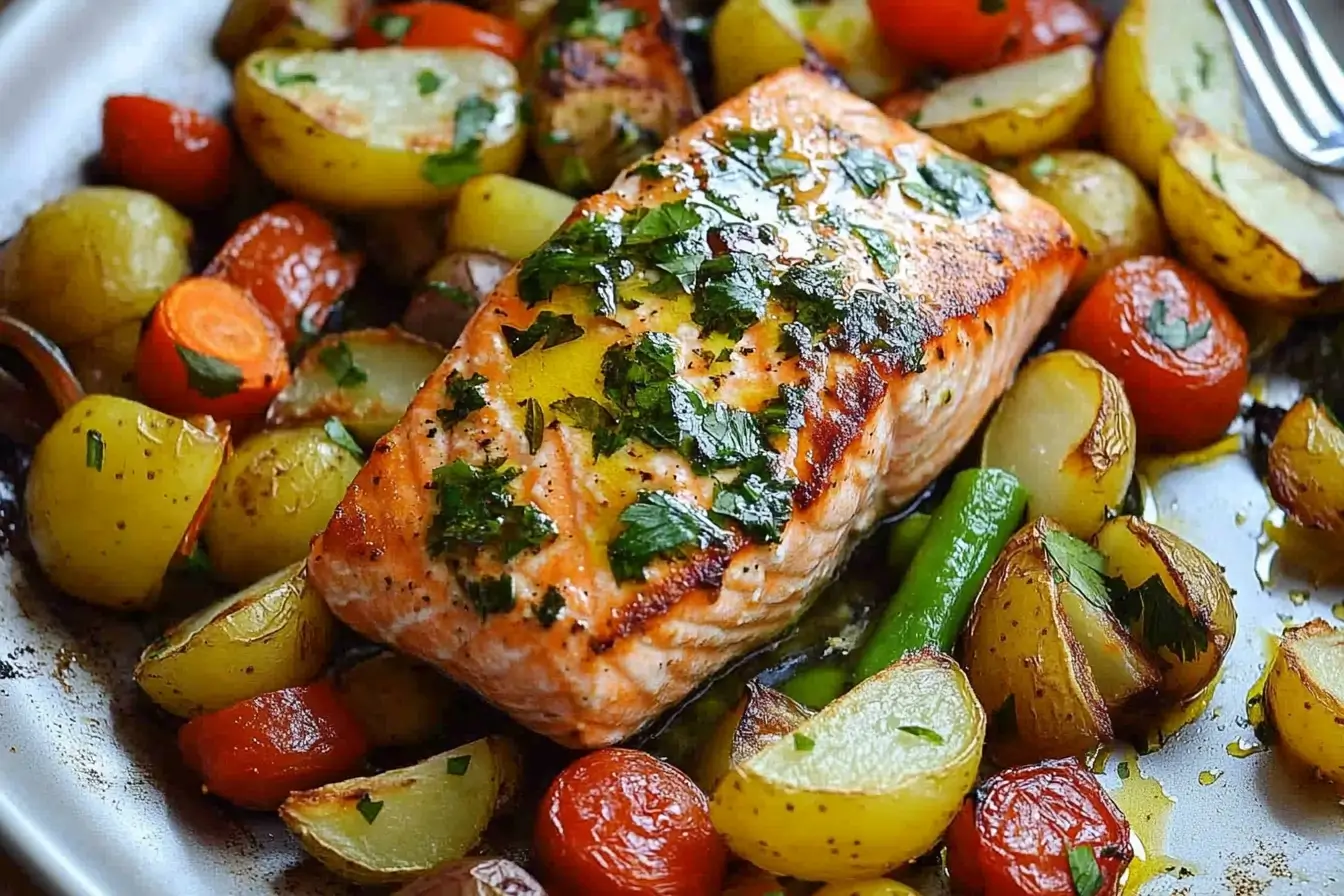 One-pan roasted salmon 