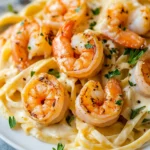 Cajun Shrimp Fettuccine Alfredo creamy spicy pasta plate