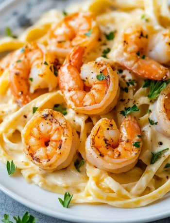 Cajun Shrimp Fettuccine Alfredo creamy spicy pasta plate