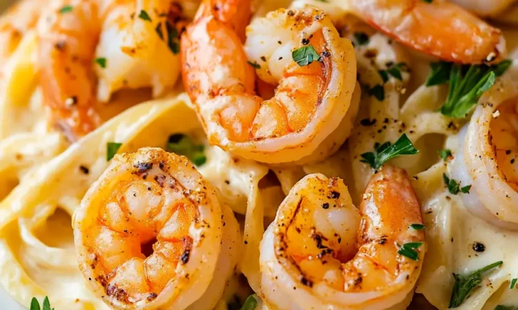 Cajun Shrimp Fettuccine Alfredo creamy spicy pasta plate