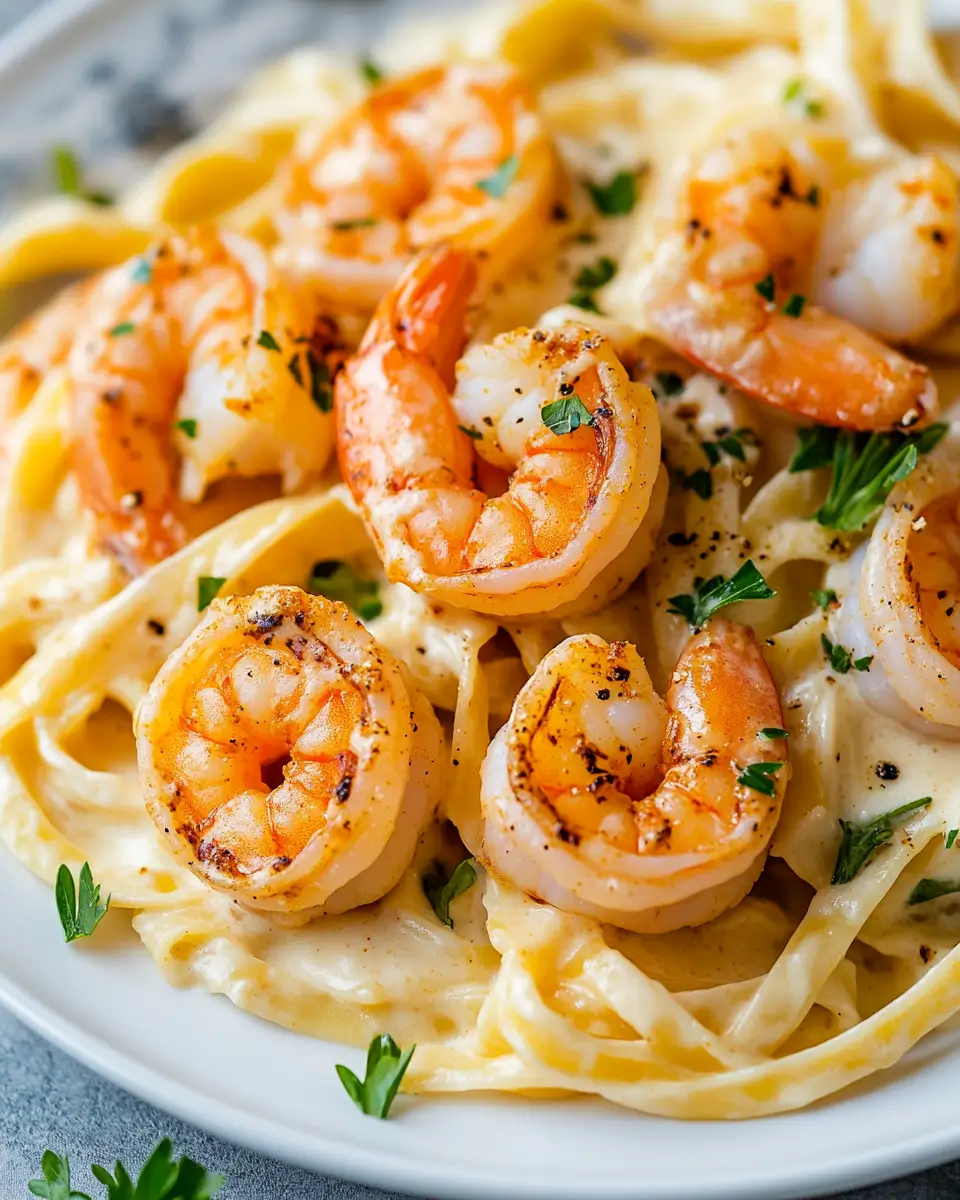 Cajun Shrimp Fettuccine Alfredo creamy spicy pasta plate