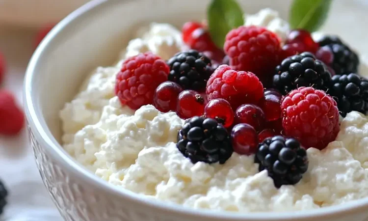 lactose free cottage cheese topped with berries