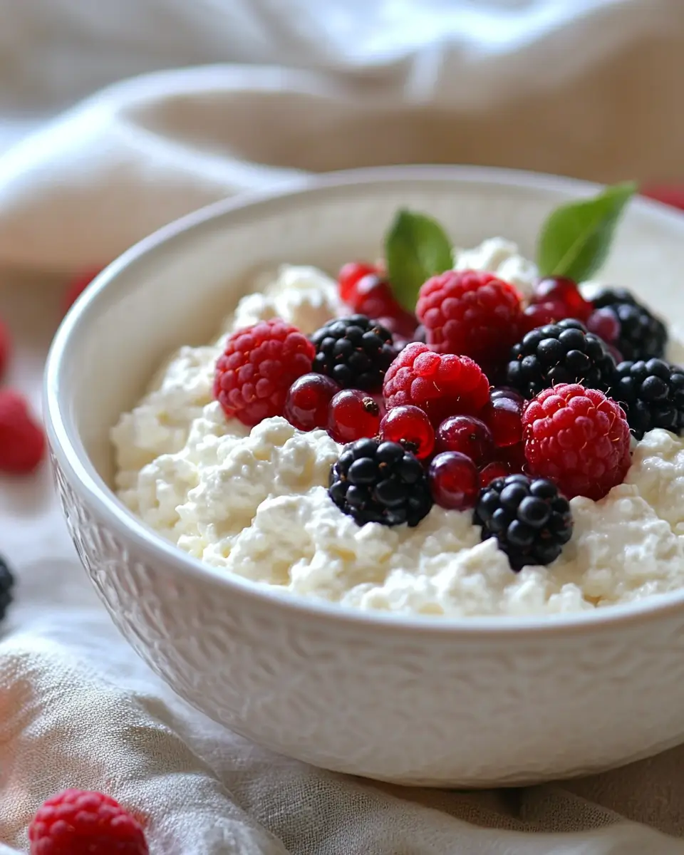 lactose free cottage cheese topped with berries