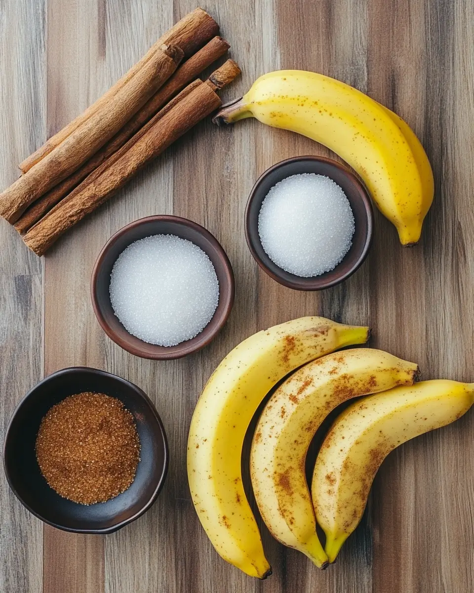 Ingredients for Cinnamon Sugar Air Fryer Banana Chips