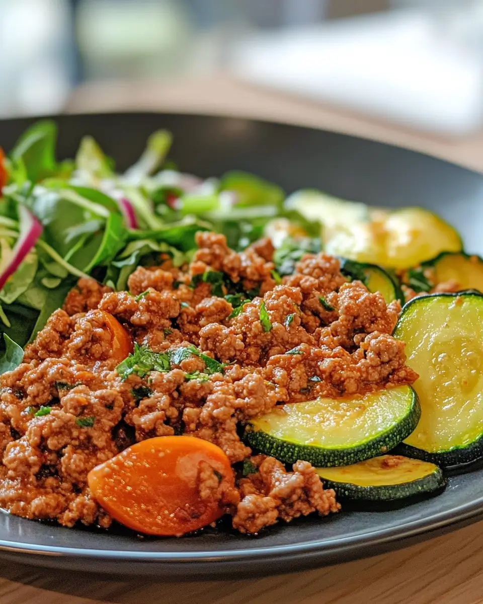 Ground Turkey and Zucchini Skillet served with salad