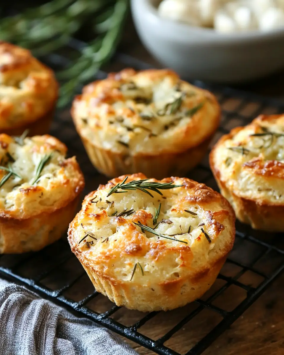 Garlic Rosemary Focaccia Muffins s