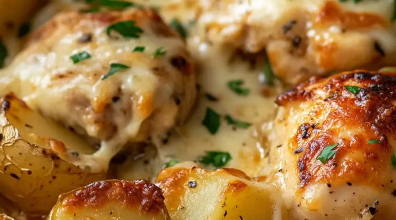 Garlic Parmesan Crockpot Chicken and Potatoes