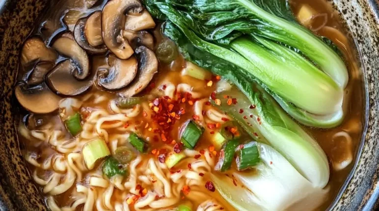 healing ginger garlic broth with rice noodles