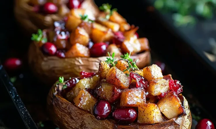 cranberry apple twice-baked sweet potatoes