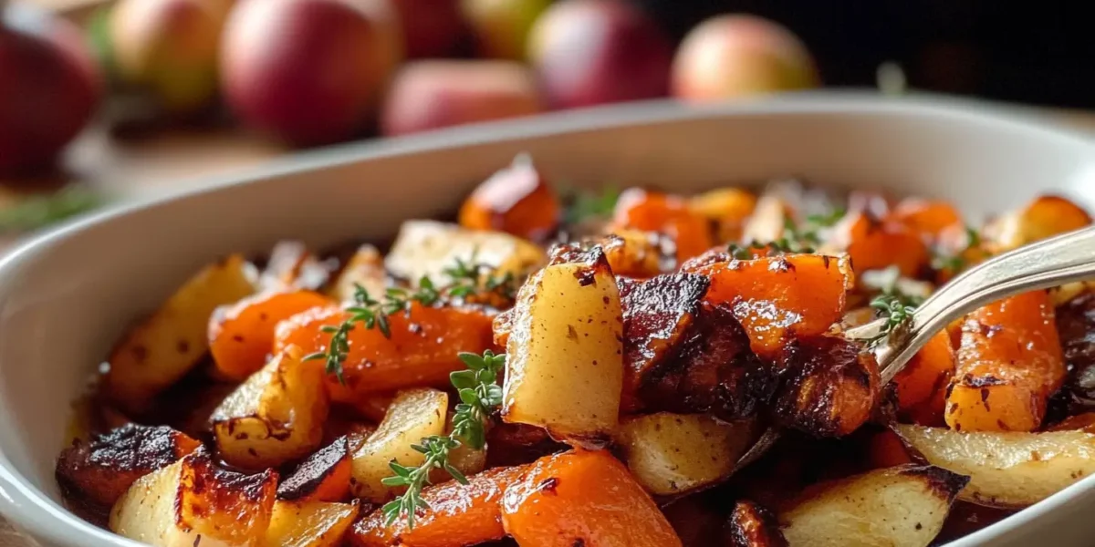 Maple Dijon Roasted Carrots and Apples
