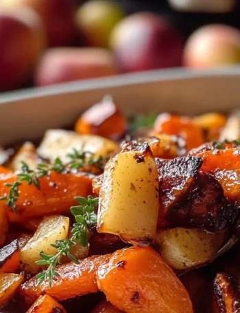 Maple Dijon Roasted Carrots and Apples