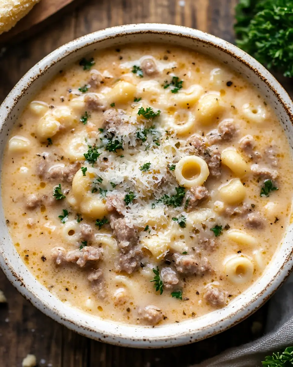 creamy sausage pasta soup