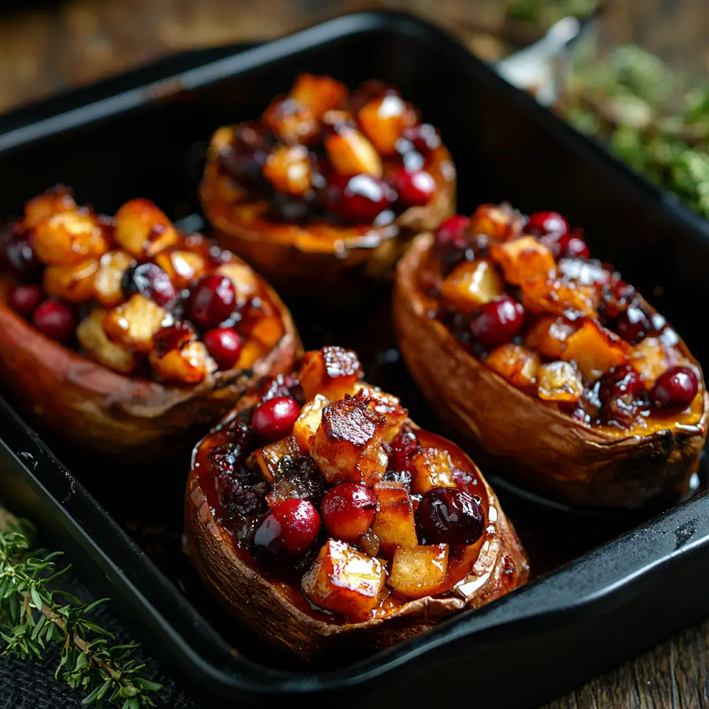 cranberry apple twice-baked sweet potatoes