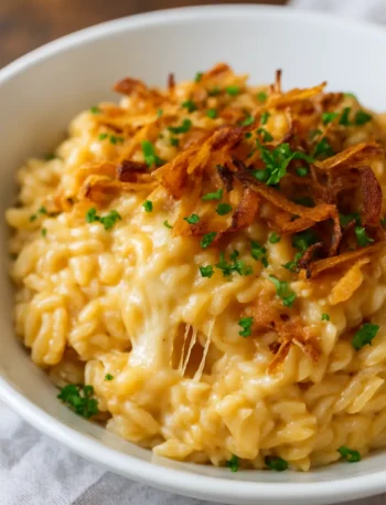 French onion chicken orzo casserole