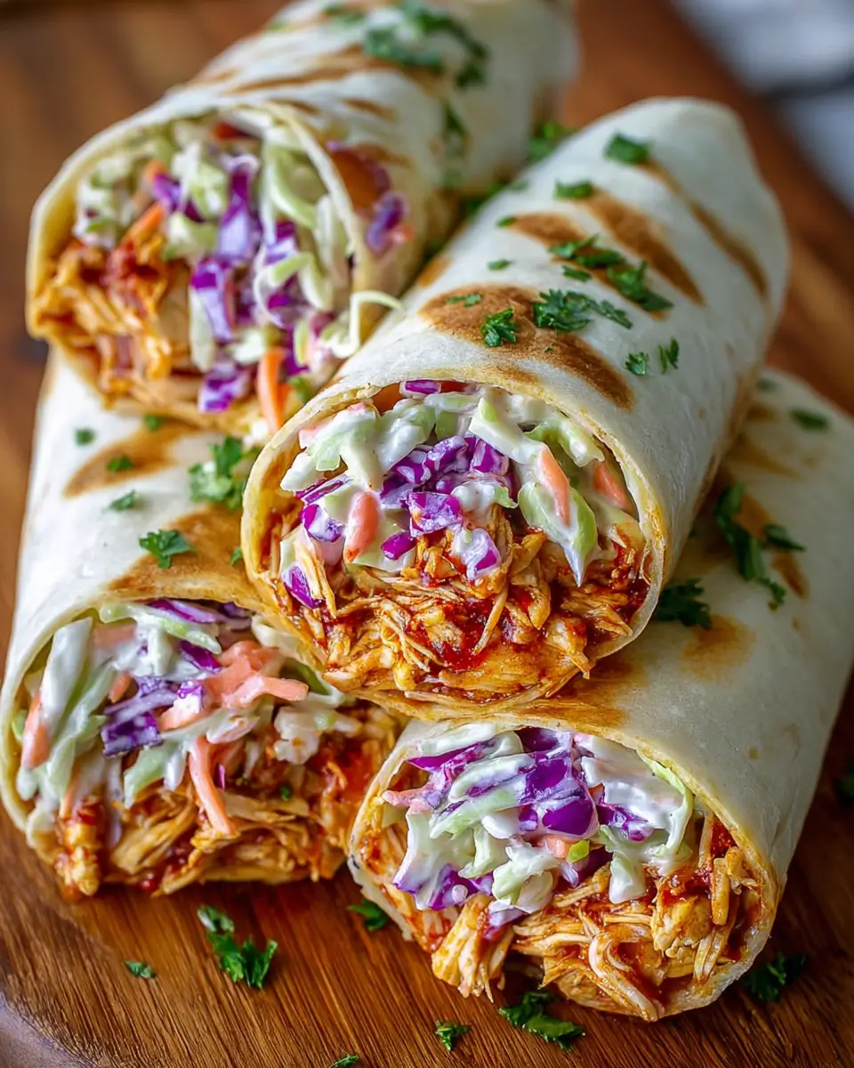 BBQ Chicken Coleslaw Wraps