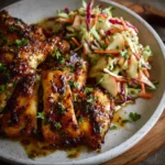 Sticky Apple Cider Chicken with Crisp Autumn Slaw