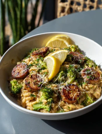 chicken sausage and broccoli orzo recipe